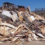 Fencing and other wood materials waiting to be recycled.