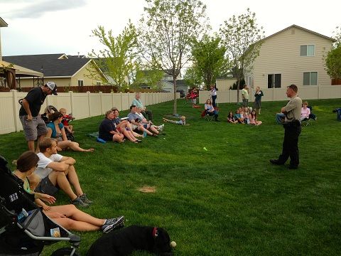 Ada County Sheriff Officer talking to a community