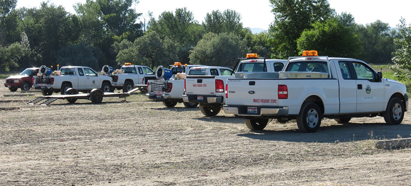 Trucks parked